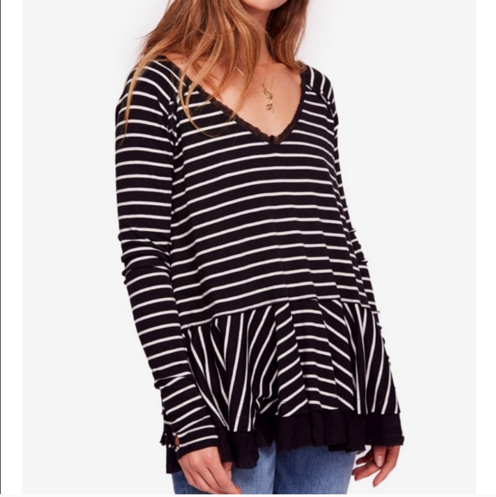 Free People Striped Peplum Top